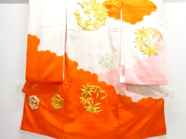 JAPANESE KIMONO FOR KIDS / EMBROIDERY / FLOWER ROUNDEL